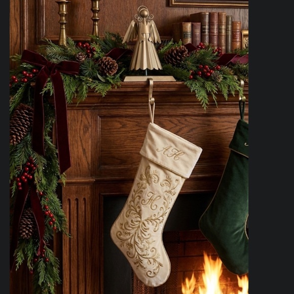 Metallic Angel Christmas Stocking Holder Shelf Decorative